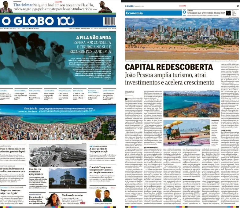 Joia do Nordeste: João Pessoa é destaque nacional na edição do jornal O Globo